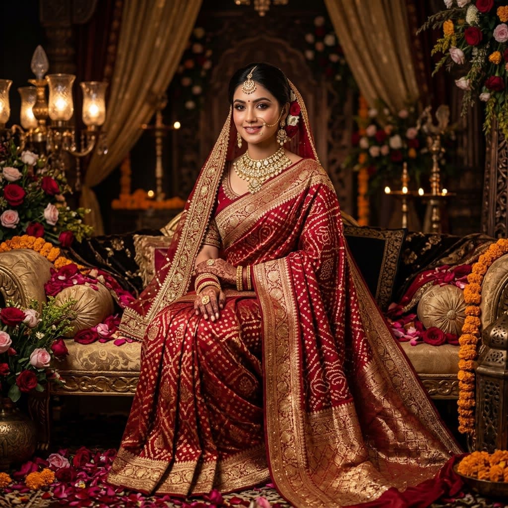 Customer styled in a Varni Vastra saree, look 4