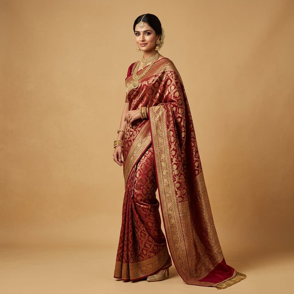 Premium Gold Zari Jacquard Saree — Vastra Collection
