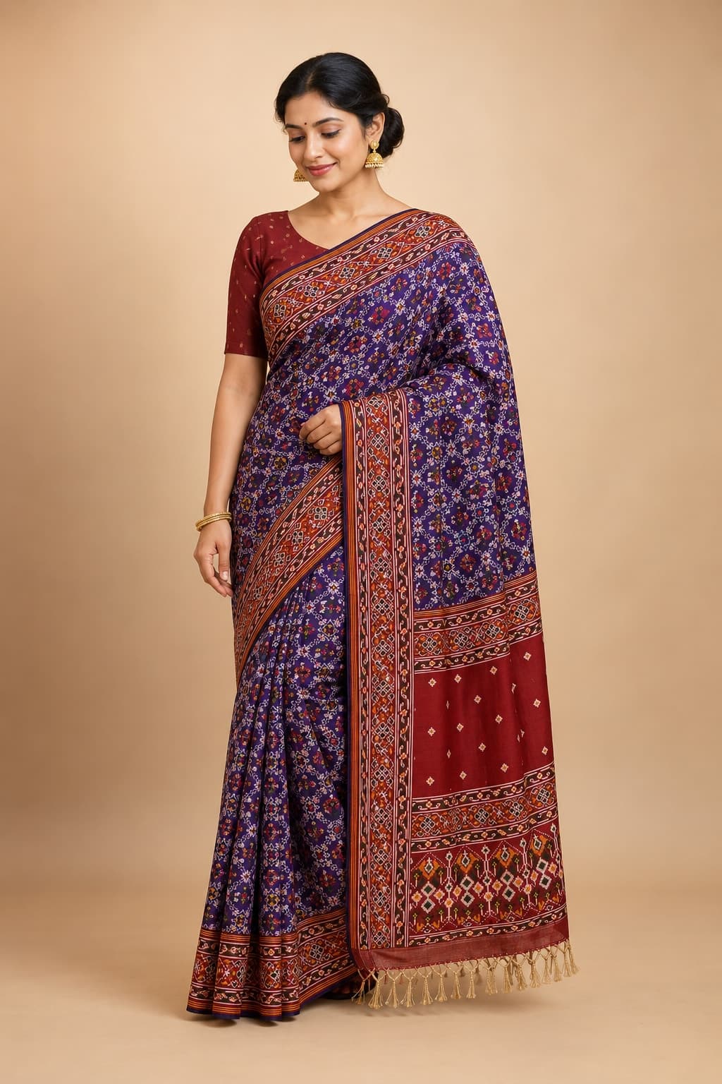 Amethyst Rajwadi Patola Silk Saree