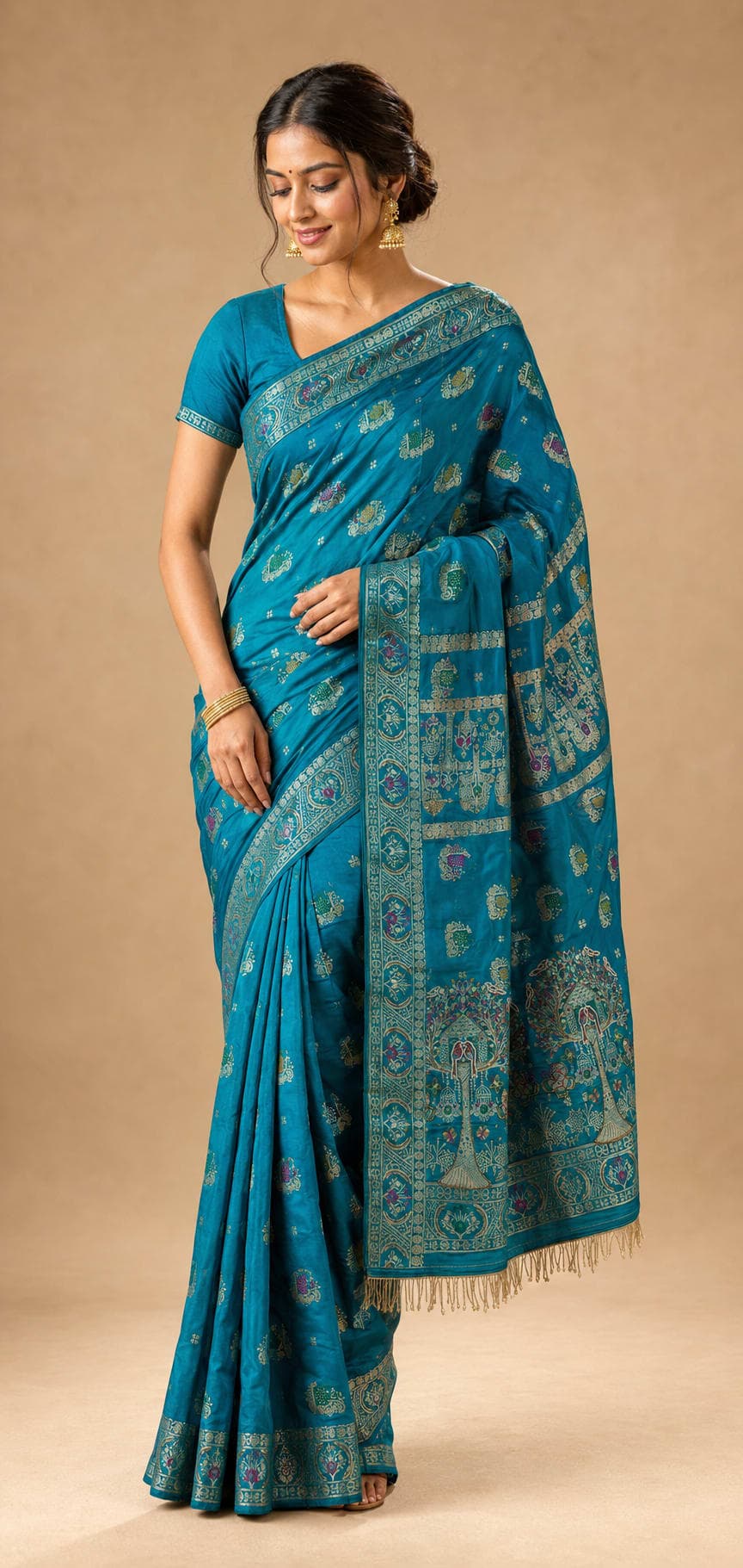 Vanashree Emerald Meenakari Silk Saree