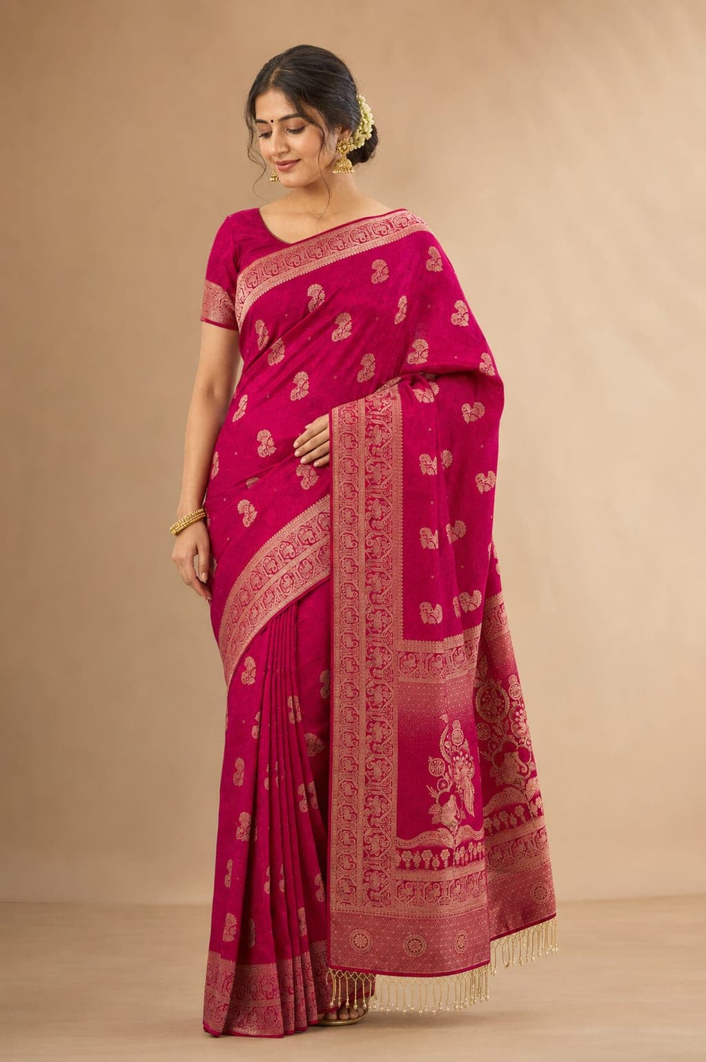 Jaamun Plum Paisley Banarasi Saree