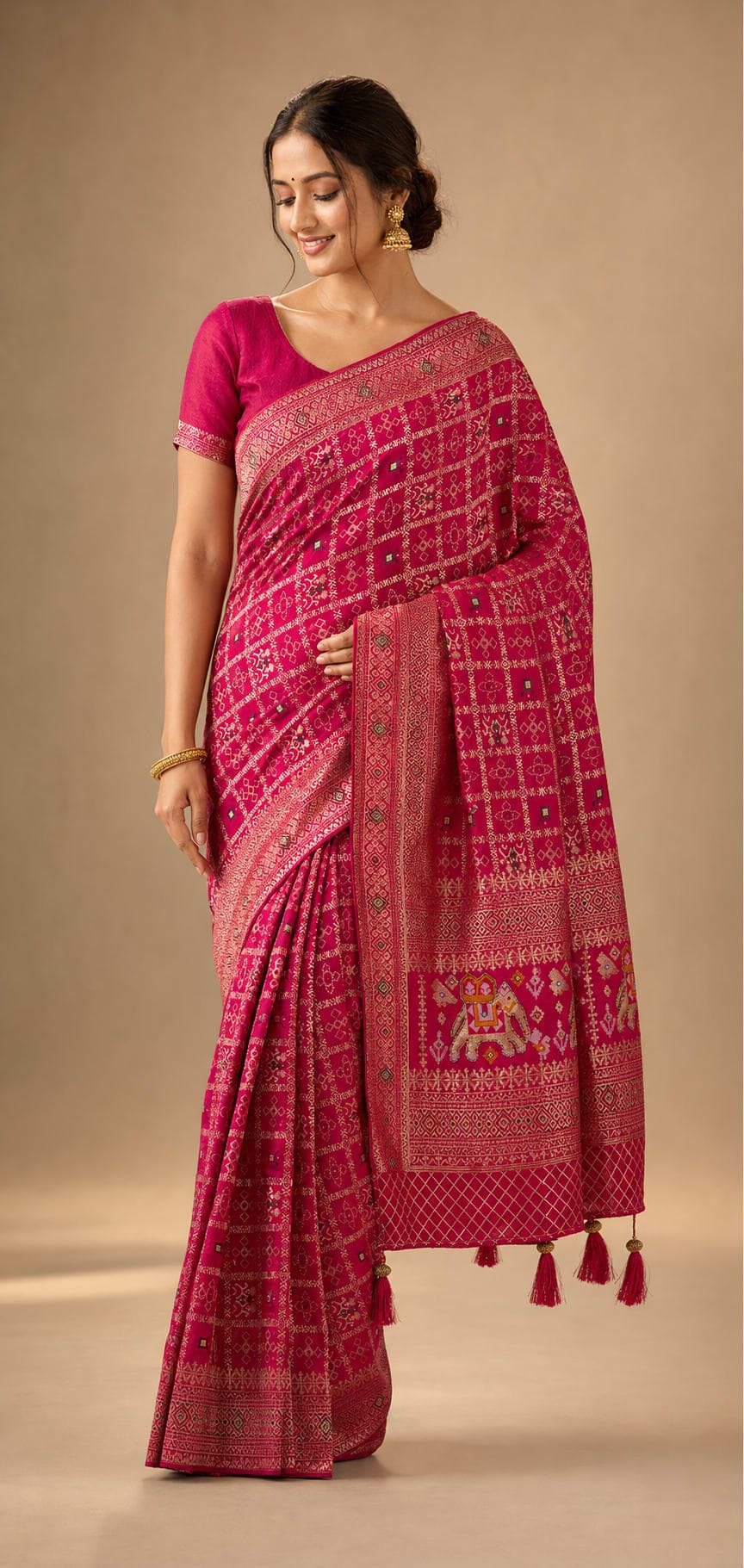 Turquoise Rajwadi Patola Handwork Saree
