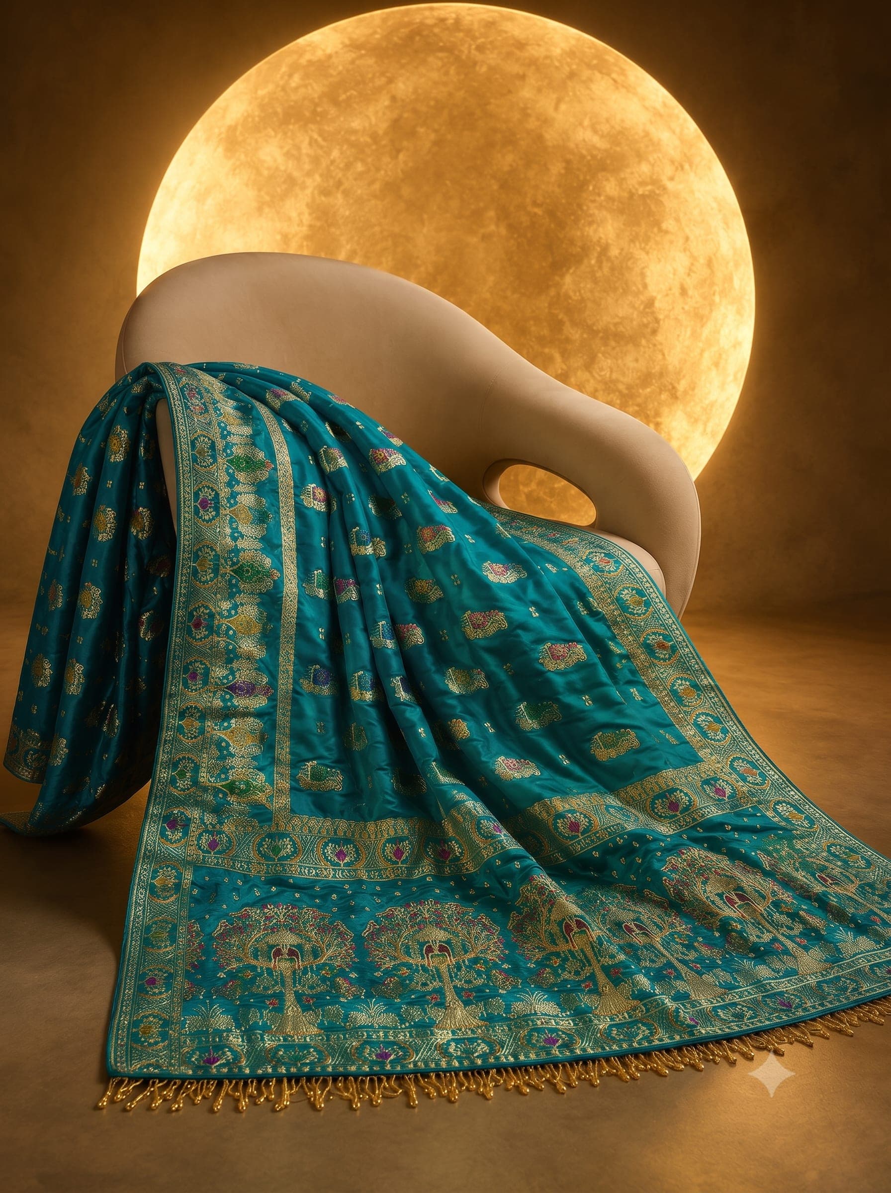 Teal Blue Banarasi Silk Saree for Festive Wear