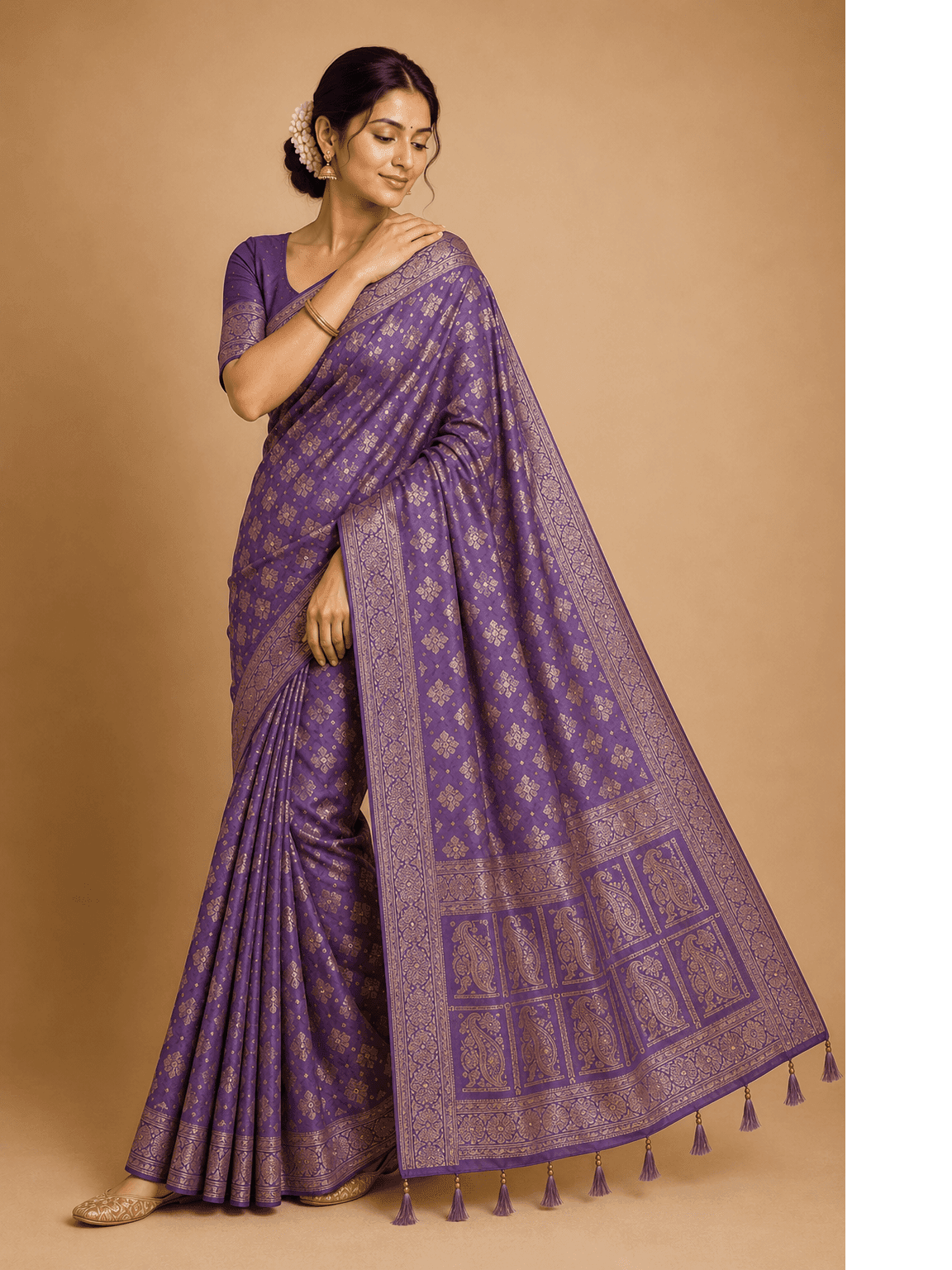 Royal Purple Zari Woven Saree