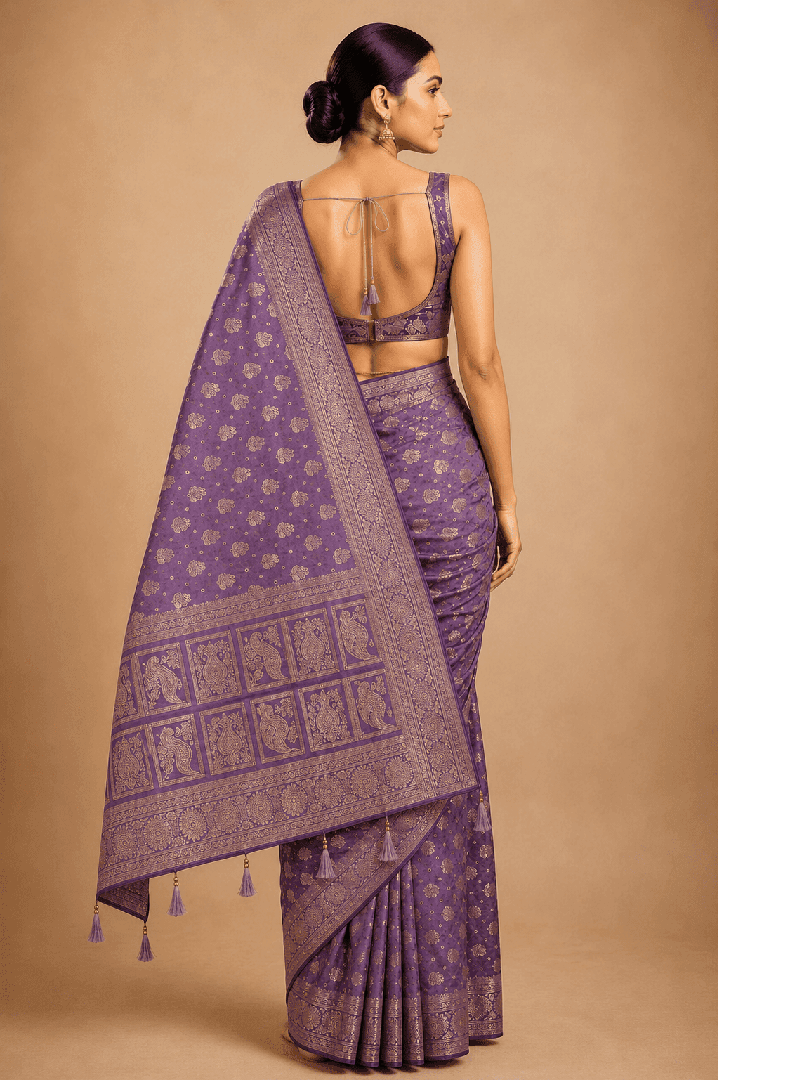 Royal Purple Zari Woven Saree — the weave up close